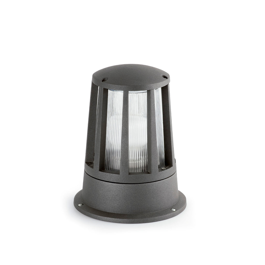 Baliza exterior SURAT gris oscuro, faro de jardín IP54 en aluminio y cristal para terraza, modelo 72310.