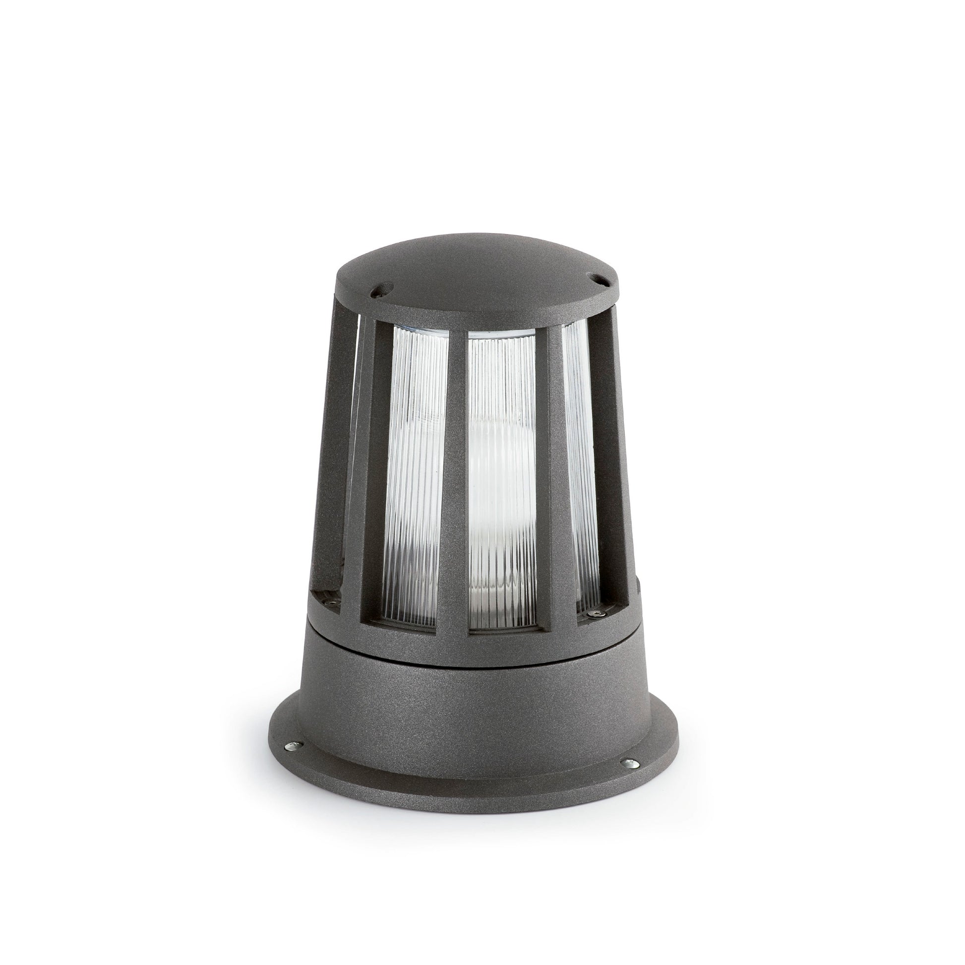 Baliza exterior SURAT gris oscuro, faro de jardín IP54 en aluminio y cristal para terraza, modelo 72310.