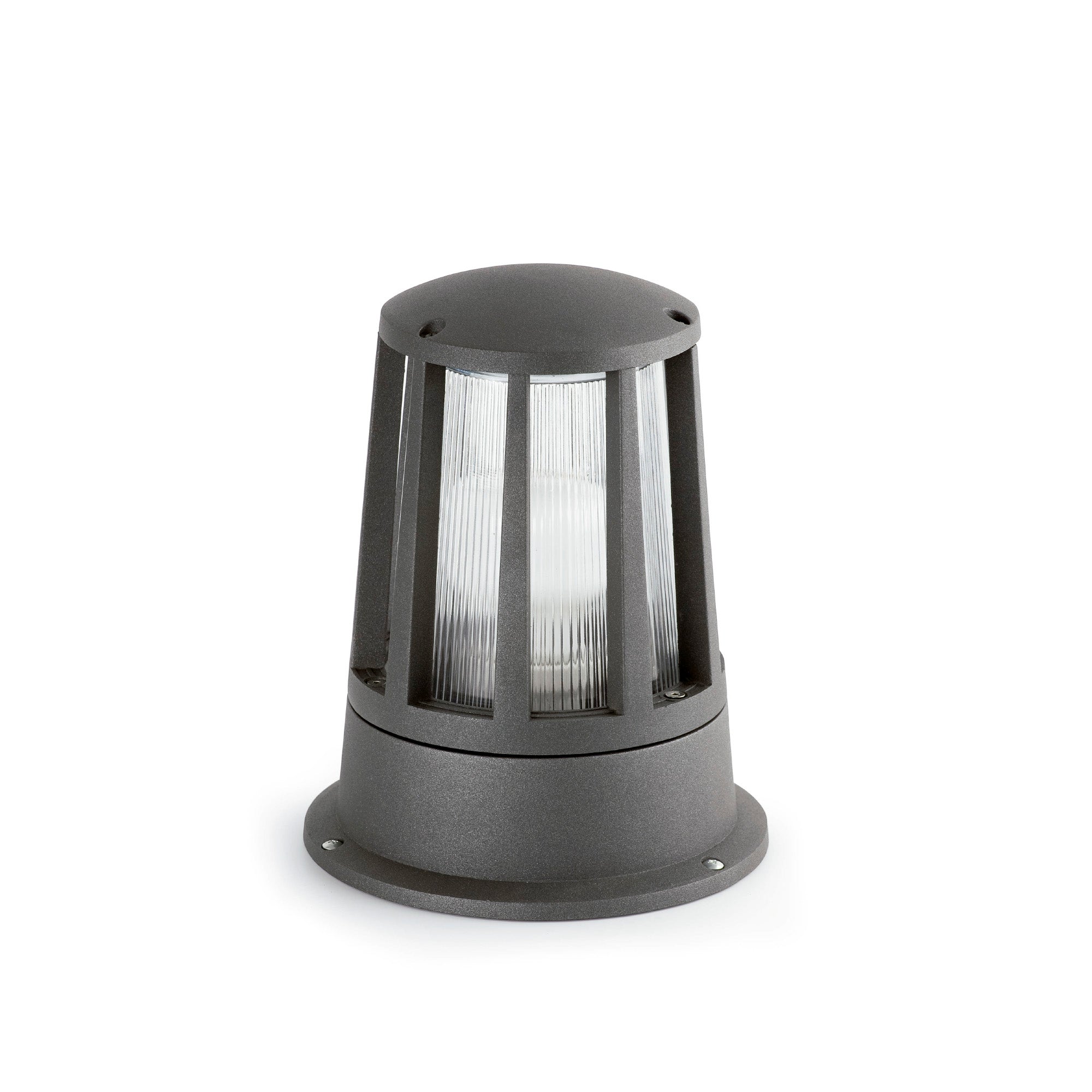 Baliza exterior SURAT gris oscuro, faro de jardín IP54 en aluminio y cristal para terraza, modelo 72310.