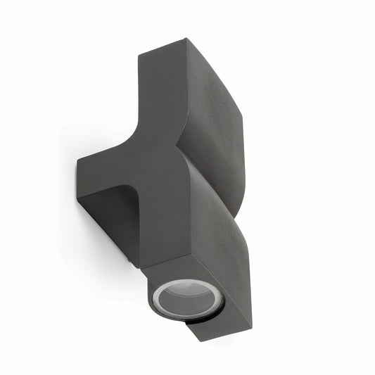 Aplique de pared exterior KLAMP 2L gris oscuro FARO 74408, iluminación exterior contemporánea en aluminio y cristal IP44