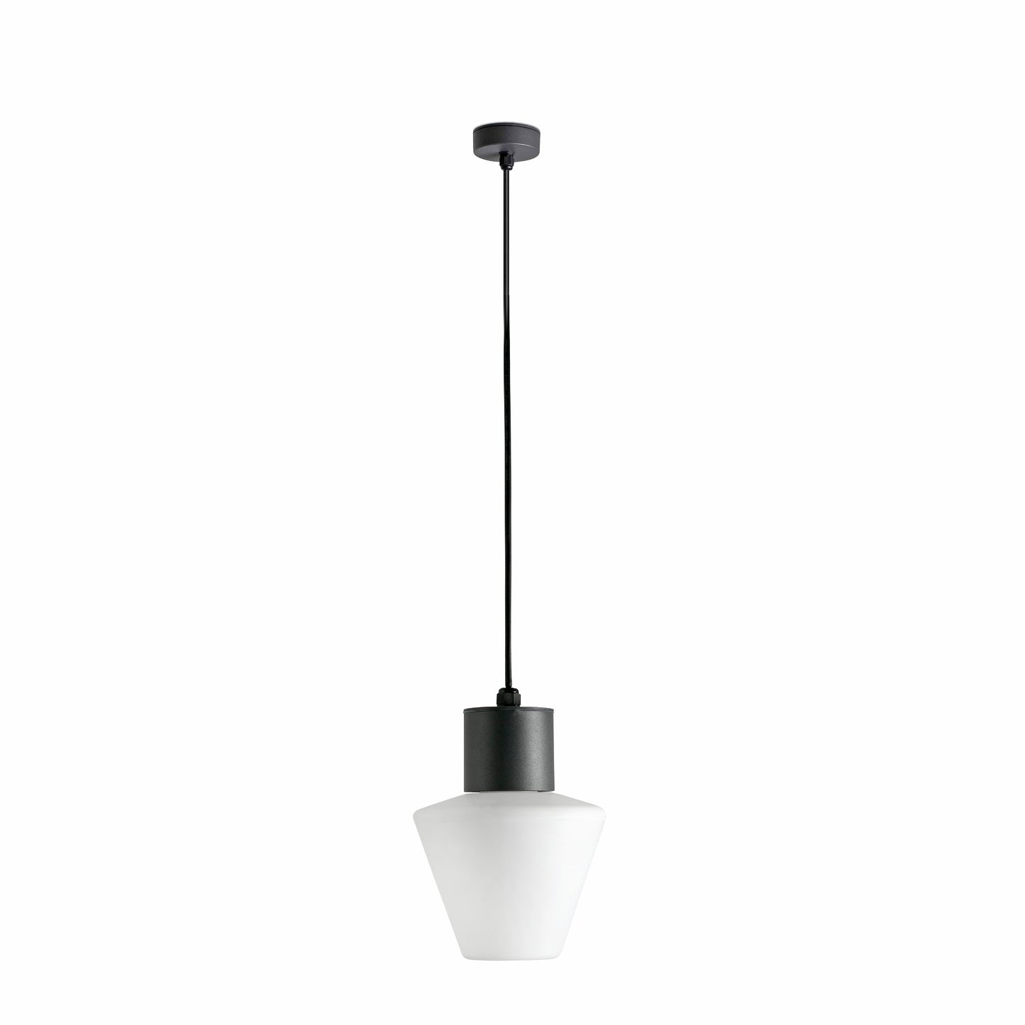 Luminaria colgante MISTU gris oscuro FARO 74427C-02, faro exterior de aluminio y PMMA para iluminación jardín, suspensión IP44 con bombilla E27 LED