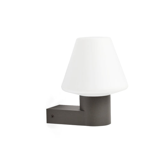 Aplique de pared exterior MISTU gris oscuro FARO 74432A-02, luminaria de jardín en aluminio IP44 serie 74401