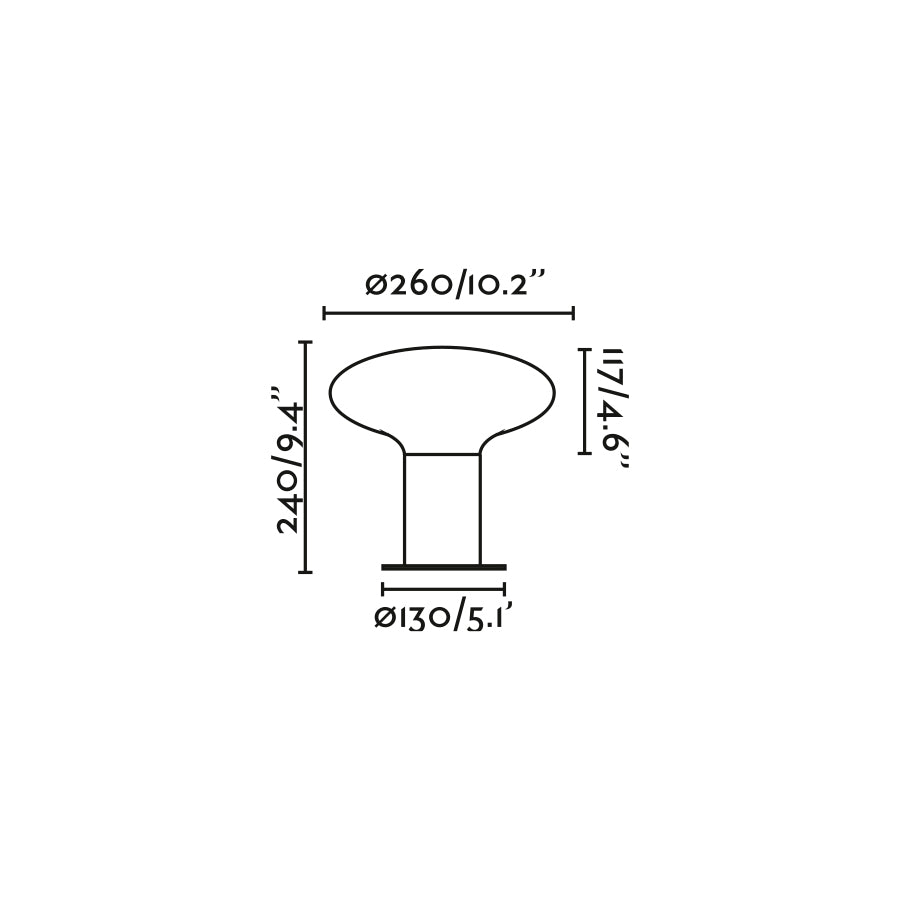 Medidas detalladas de la luminaria sobremuro BLUBS 240 Gris Oscuro FARO 74433S-03, serie 74402, iluminacion exterior en aluminio y PMMA para jardin y terraza IP44