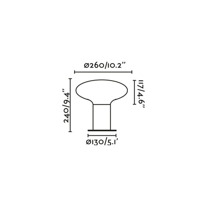 Medidas detalladas de la luminaria sobremuro BLUBS 240 Gris Oscuro FARO 74433S-03, serie 74402, iluminacion exterior en aluminio y PMMA para jardin y terraza IP44