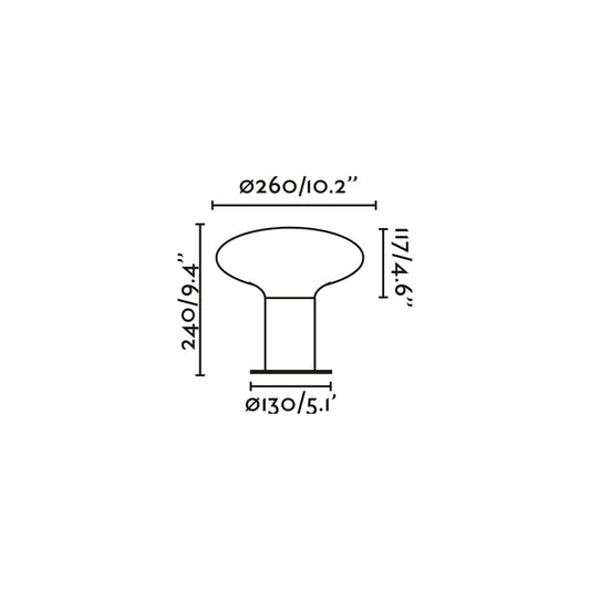 Medidas detalladas de la luminaria sobremuro BLUBS 240 Gris Oscuro FARO 74433S-03, serie 74402, iluminacion exterior en aluminio y PMMA para jardin y terraza IP44