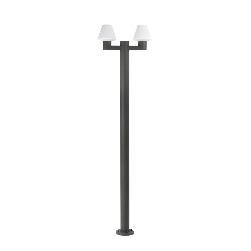 Farola MISTU 2L gris oscuro para exterior, luminaria de superficie en aluminio con LED E27, IP44, iluminación jardín modelo 74435F2-02