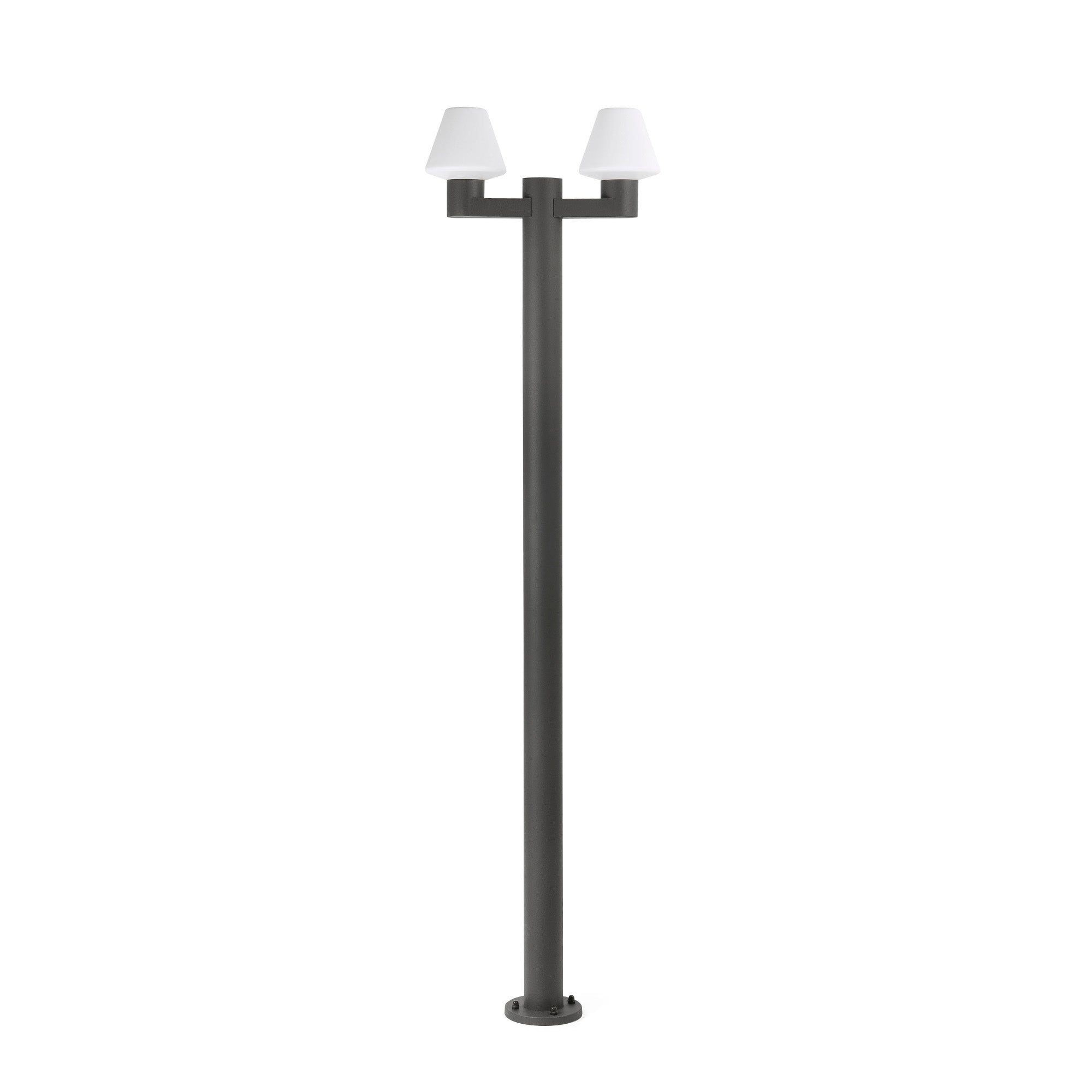 Farola MISTU 2L gris oscuro para exterior, luminaria de superficie en aluminio con LED E27, IP44, iluminación jardín modelo 74435F2-02
