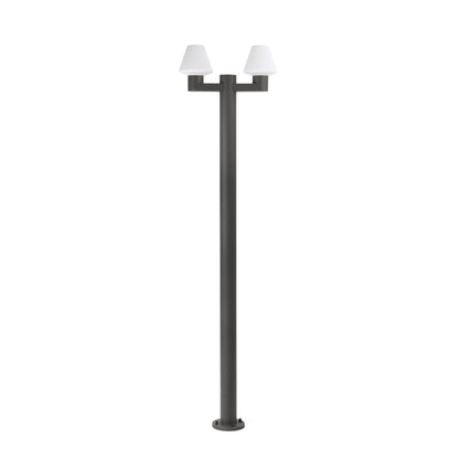 Farola MISTU 2L gris oscuro para exterior, luminaria de superficie en aluminio con LED E27, IP44, iluminación jardín modelo 74435F2-02