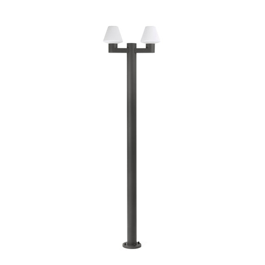 Farola MISTU 2L gris oscuro para exterior, luminaria de superficie en aluminio con LED E27, IP44, iluminación jardín modelo 74435F2-02