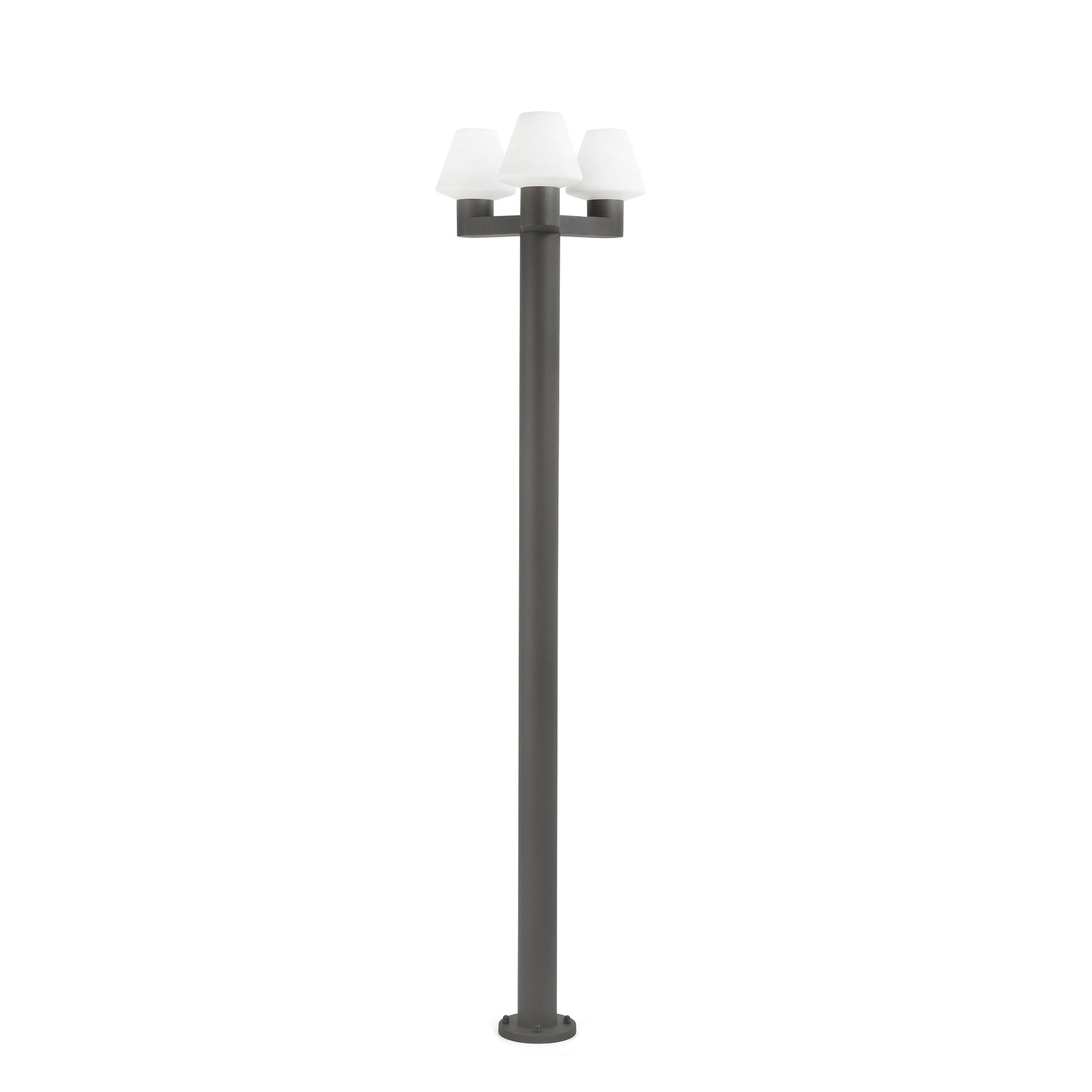 Farola MISTU 3L gris oscuro de aluminio y PMMA para iluminación exterior de jardín, luminaria superficie IP44, modelo FARO 74436F3-02