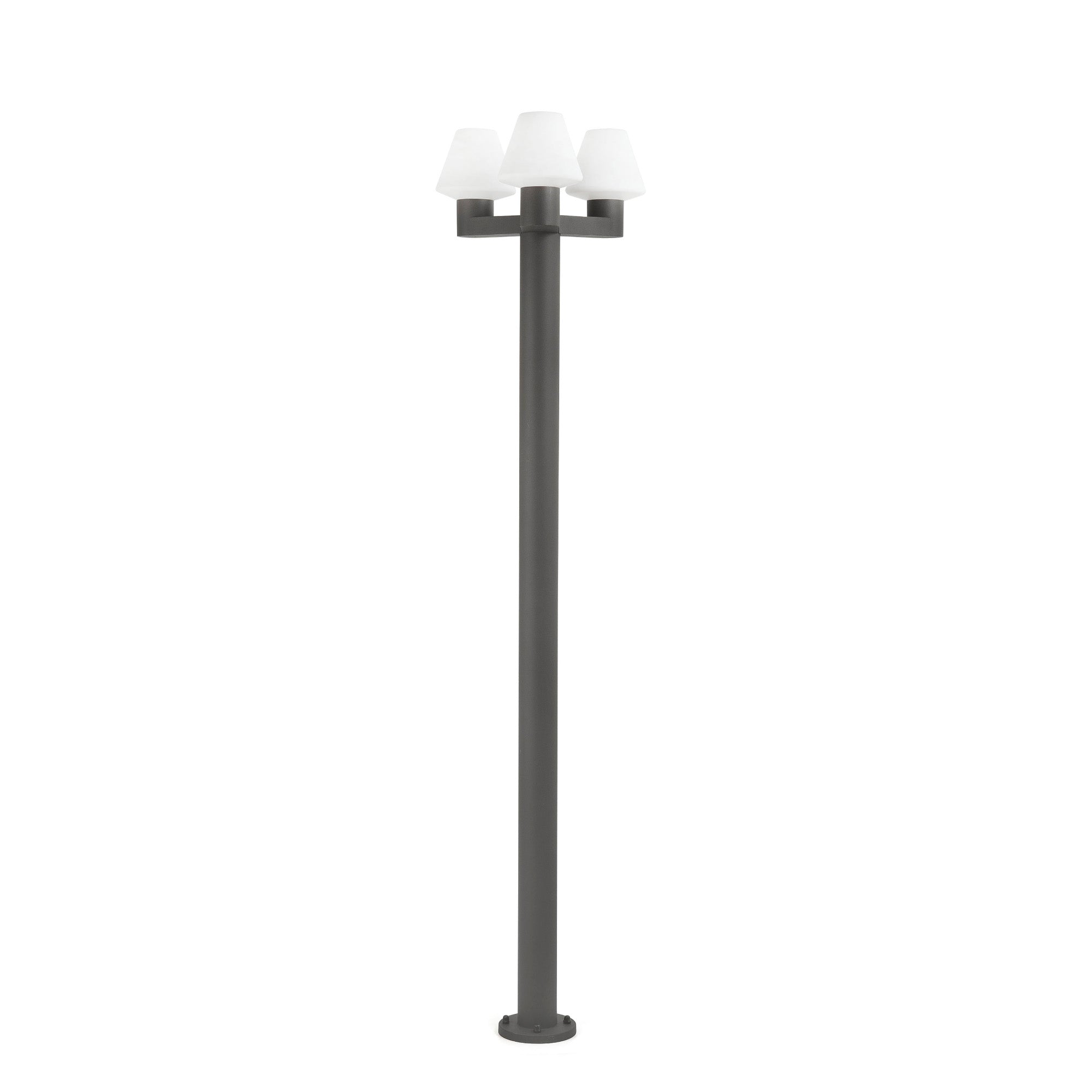 Farola MISTU 3L gris oscuro de aluminio y PMMA para iluminación exterior de jardín, luminaria superficie IP44, modelo FARO 74436F3-02