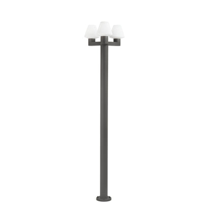 Farola MISTU 3L gris oscuro de aluminio y PMMA para iluminación exterior de jardín, luminaria superficie IP44, modelo FARO 74436F3-02