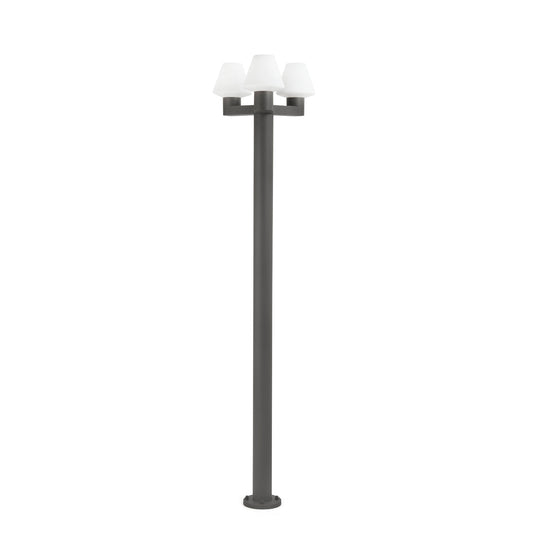 Farola MISTU 3L gris oscuro de aluminio y PMMA para iluminación exterior de jardín, luminaria superficie IP44, modelo FARO 74436F3-02
