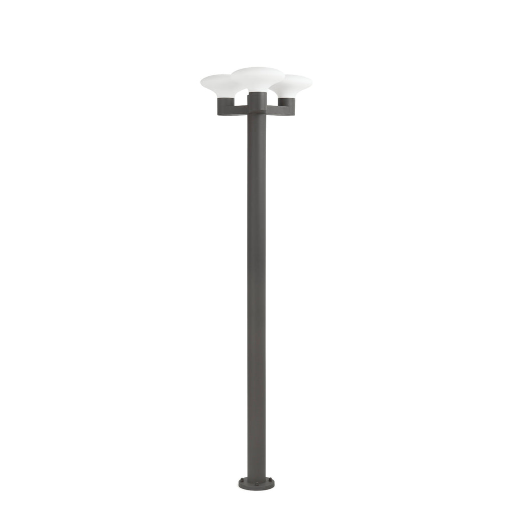 Farola exterior BLUBS 3L gris oscuro, faro de aluminio para jardín con luminaria superficie IP44 y casquillos E27 LED
