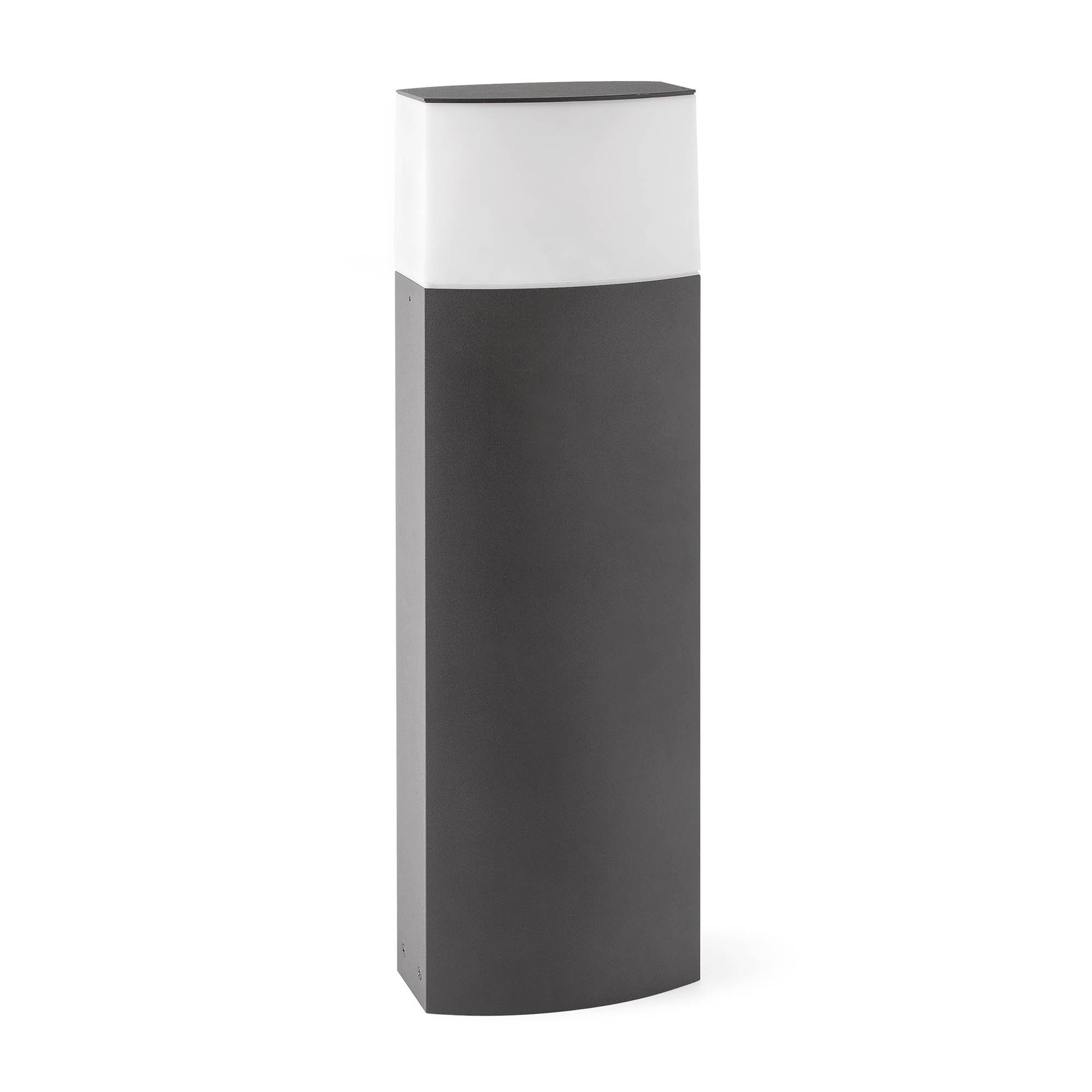 Baliza exterior DATNA 600 en gris oscuro, faro de luminaria superficial en aluminio y policarbonato resistente IP44 para jardín, terraza e iluminación exterior