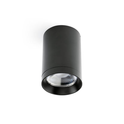 Downlight exterior PUK 76 negro 15° 3000K FARO modelo 75305-231, luminaria de superficie en aluminio y cristal IP65 LED para balcones e iluminación de acento