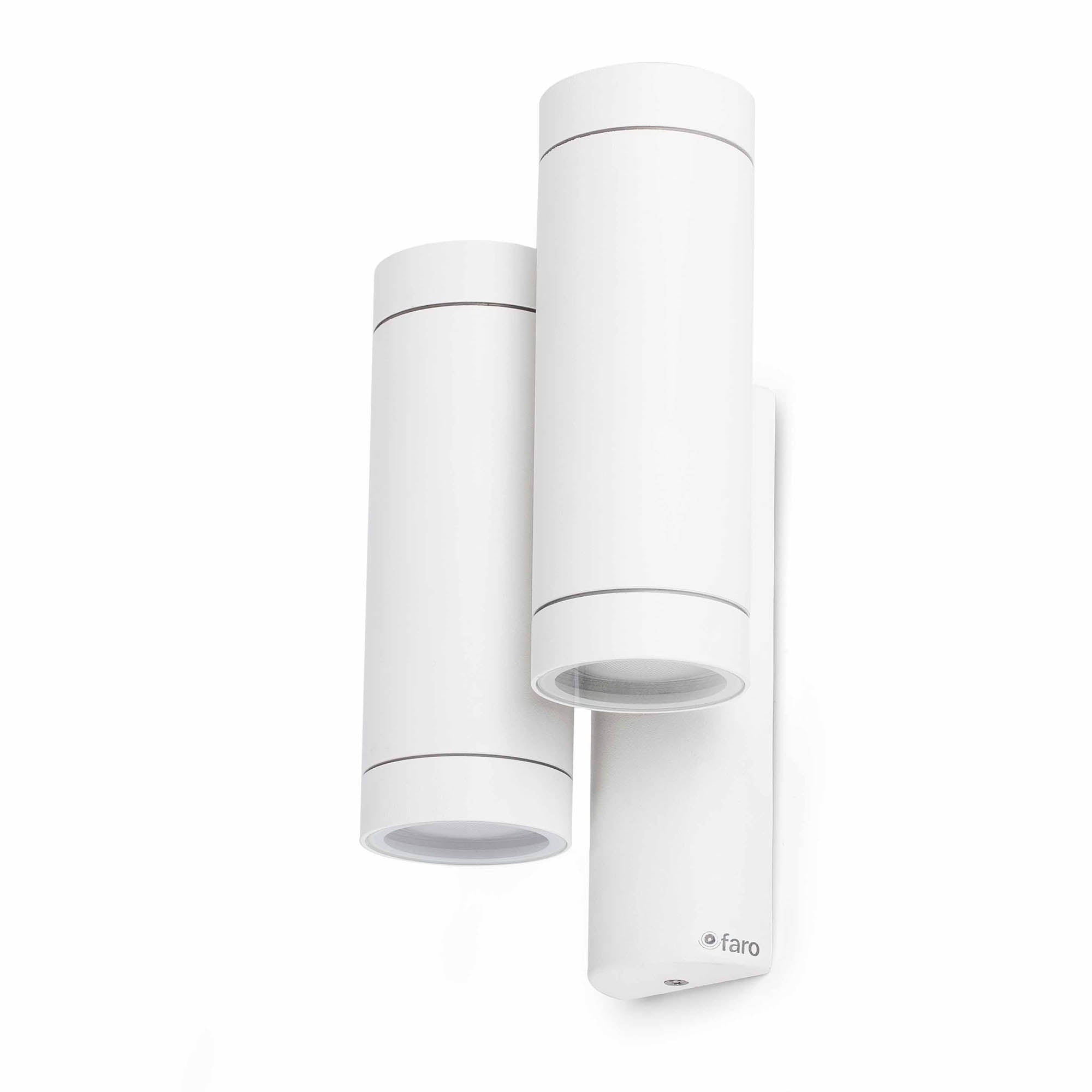 Lámpara exterior STEPS 4L blanco mate FARO 75502, luminaria de pared en aluminio y cristal templado IP44, diseño contemporáneo