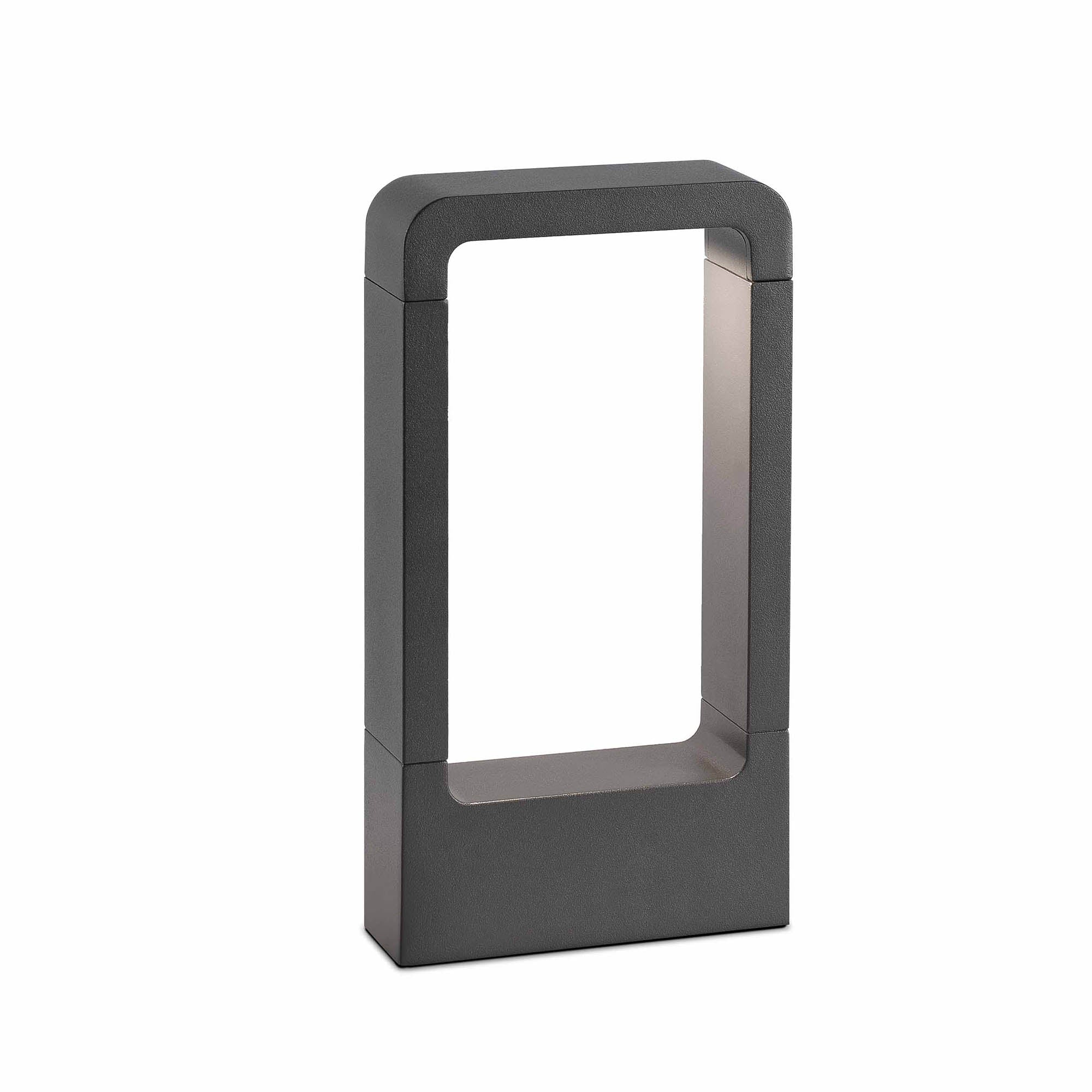 Baliza LED exterior DAS 300 gris oscuro, faro luminaria de superficie para jardín decorativa en aluminio y cristal, iluminación LED 3000K, modelo 75519