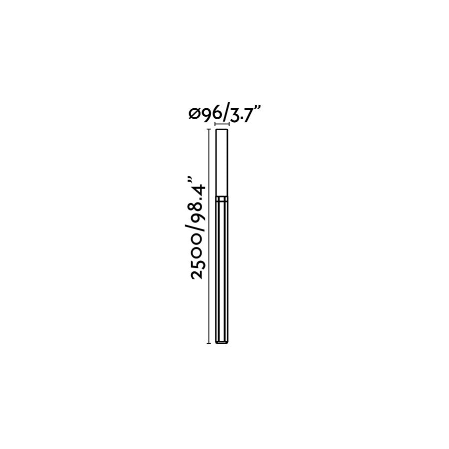 Diagrama de medidas farola LED TRAM 2500 gris oscuro aluminio, modelo 75532, dimensiones para instalación superficial exterior IP55 IK05, iluminación urbana jardín faro