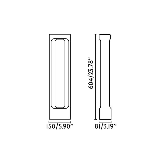 Medidas de la baliza TOTEM 611 Gris 2700K faro exterior LED para jardín y pathway, luminaria de superficie en cemento