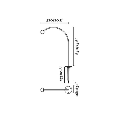 Dimensiones de la Luminaria Estaca CUCA 650 Negra 24V FARO 75561 - Estaca exterior de acero inoxidable y cristal IP65 para jardín e iluminación minimalista