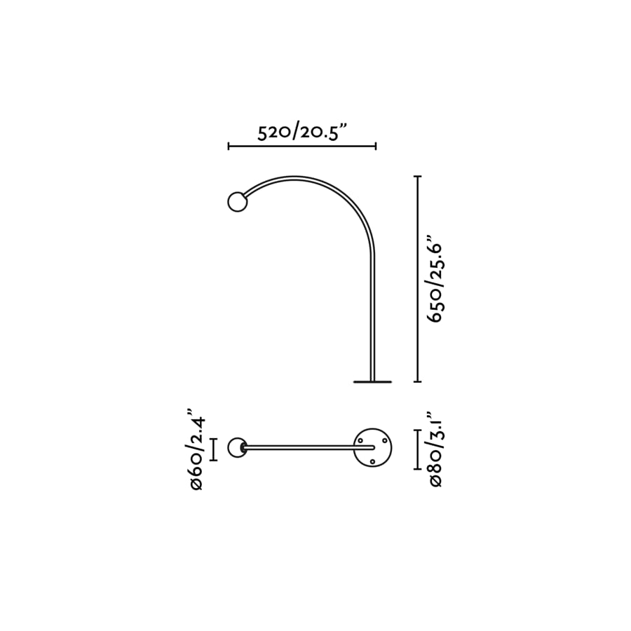 Medidas y dimensiones de la baliza exterior CUCA 650 negra FARO 75567, faro LED en acero inoxidable y cristal opal para jardín IP65 minimalista