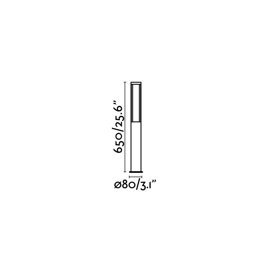 Medidas de baliza exterior LOGAR 650 gris oscuro FARO 75605, iluminación jardín LED aluminio PMMA IP54 suelo