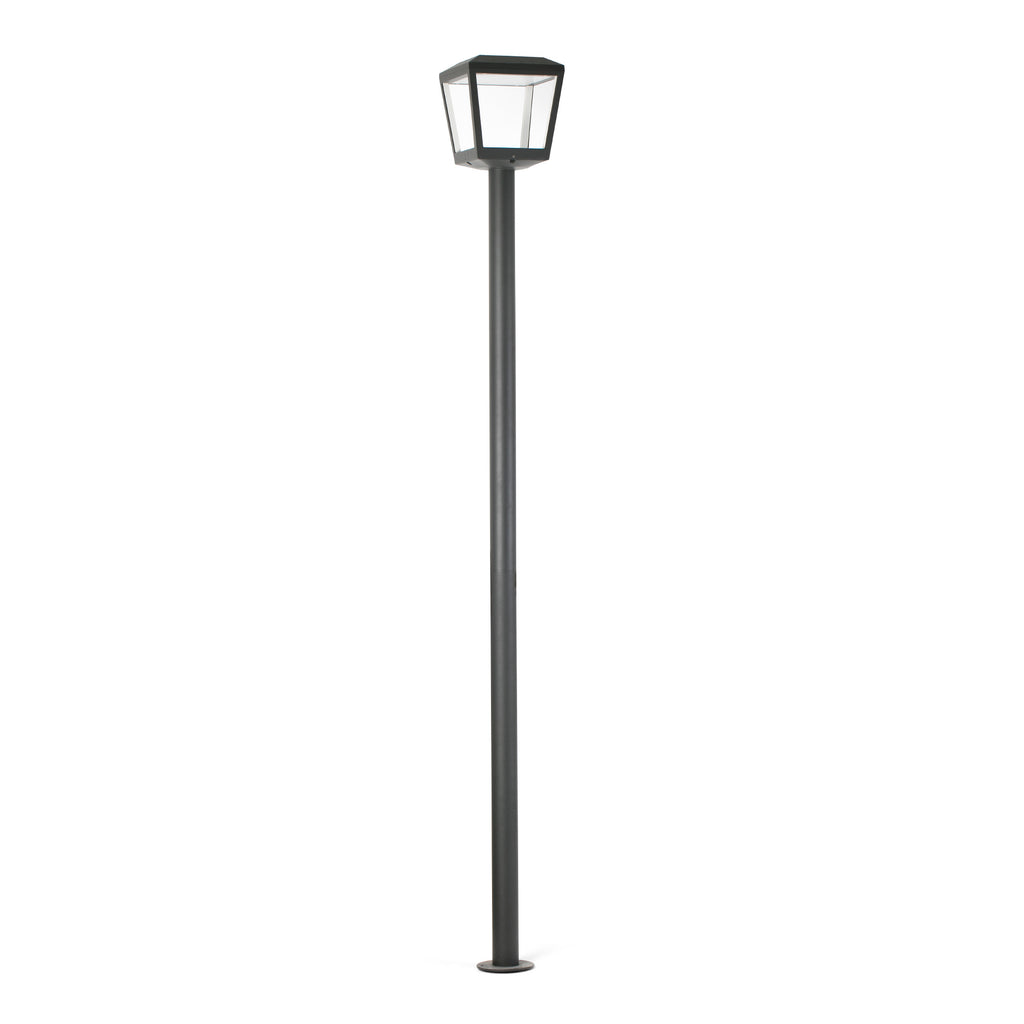 Farola PLAZA LED gris oscuro para exteriores, modelo 75607-110, luminaria de superficie en aluminio y policarbonato ideal para jardín y terraza