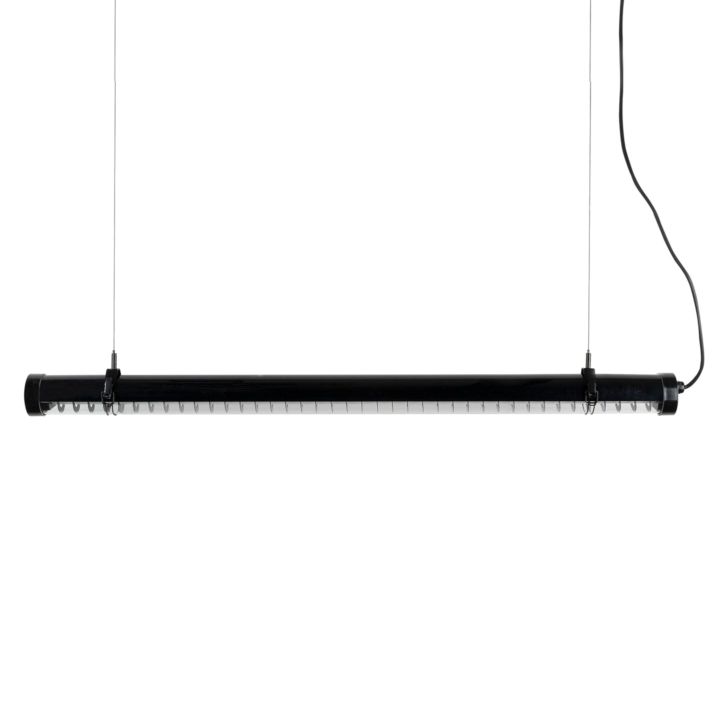 Luminaria colgante LED SCUBA LOUVER 1200 negra 36W exterior industrial IP65 IK10 FARO 75758-01-110 iluminación confort visual suspensión