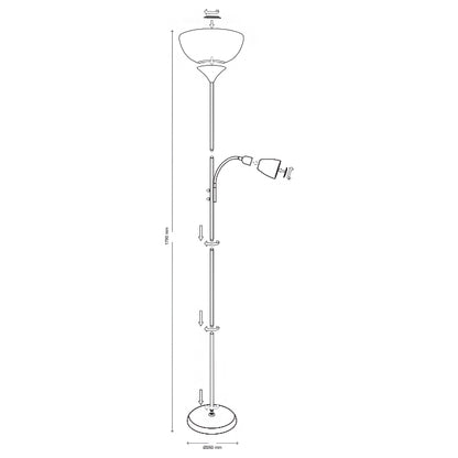 Lámpara de pie con doble casquillo E27 y E14, ideal para salón