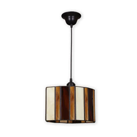 Colgante Alqueria de Abrila en negro, beis y marrón con luz difusa E27, diseño rústico de metal y resina para decoración interior doméstica, modelo 005893015.