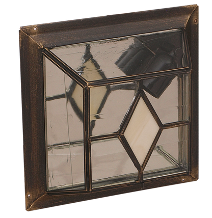 Plafón rústico Califa en oro viejo y beis de Fabrilamp, con cristal y metal para iluminación interior.