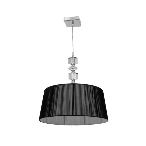 Lámpara colgante Belen de Abrila en cromo con hilo negro, diseño clásico vintage de metal y cristal para decoración interior, 2xE27, ref. 015792009