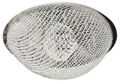 Plafón Hemisferio de cristal y cromo Fabrilamp, iluminación moderna para comedor y salón.