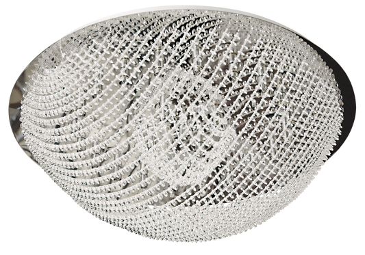 Plafón Hemisferio de cristal y cromo Fabrilamp, iluminación moderna para comedor y salón.