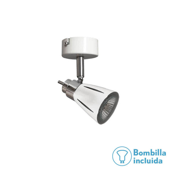Foco moderno Tabernas blanco de Abrila con 1 casquillo GU10, diseño minimalista para iluminación interior, certificado CE, material reciclable en tamaño mediano, ideal para decoración contemporánea (referencia 029881001)