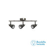 Regleta de focos modernos Tabernas en níquel con 3 bombillas GU10, diseño de iluminación interior Abrila para decoración contemporánea, certificado CE y apta para reciclaje, modelo 029893003 tamaño L.