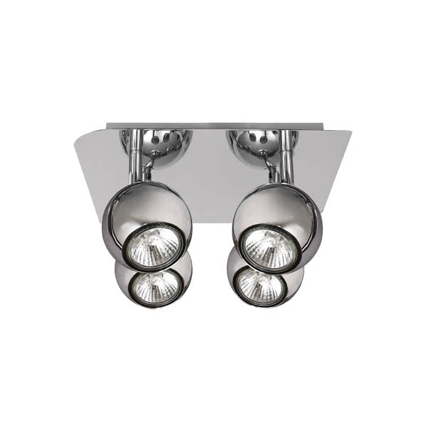 Modern chrome Dali ceiling spotlight with 4 GU10 bulbs, Abrila 029984020 model, sleek metal interior lighting fixture for contemporary home decoration