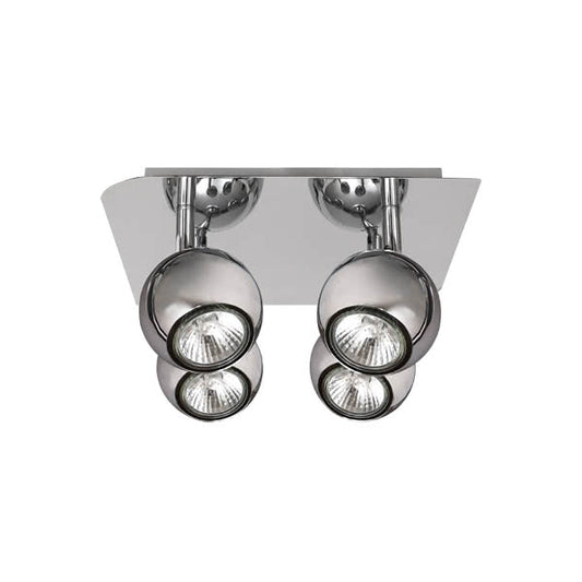Modern chrome Dali ceiling spotlight with 4 GU10 bulbs, Abrila 029984020 model, sleek metal interior lighting fixture for contemporary home decoration