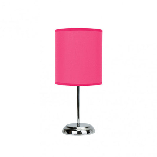 Lámpara de sobremesa Nicole en fucsia rosa de Abrila, diseño moderno con base de metal texturizado y pantalla textil para luz difusa, ideal para decoración interior doméstica, modelo 042971000.