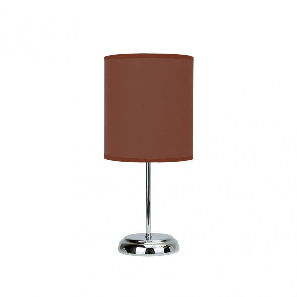 Lámpara sobremesa Nicole en color chocolate de Abrila, modelo 042971005 con base de metal textil y 1 bombilla E14, diseño de iluminación moderna para interiores y decoración doméstica en tono marrón chocolate.