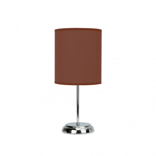 Lámpara sobremesa Nicole en color chocolate de Abrila, modelo 042971005 con base de metal textil y 1 bombilla E14, diseño de iluminación moderna para interiores y decoración doméstica en tono marrón chocolate.