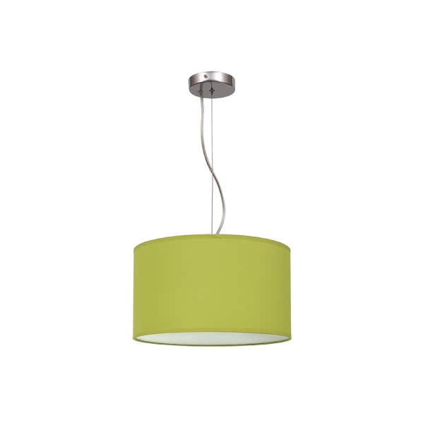 Colgante Nicole en verde pistacho de Abrila, lámpara colgante moderna 1xE27 con luz difusa, ideal para decoración interior doméstica en metal y textil.