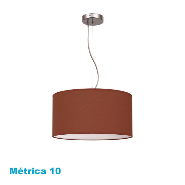 Colgante Nicole Chocolate de Abrila, lámpara colgante moderna de metal y textil en color marrón chocolate, diseño Ø40cm con 2xE27 para iluminación interior doméstica y decoración contemporánea (ref. 042994005)