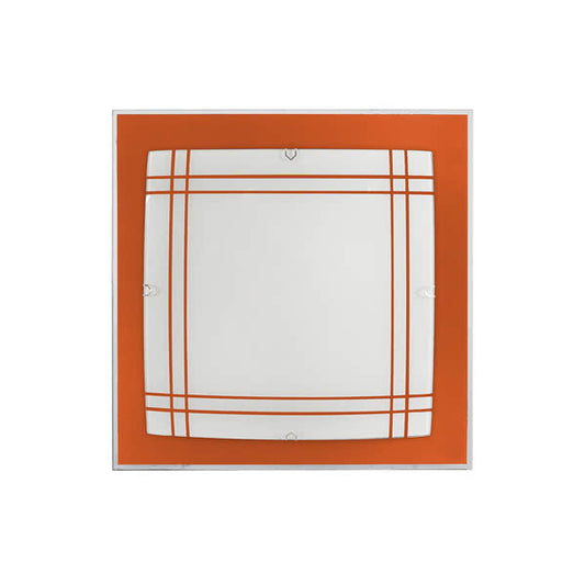 Plafón de techo Amet naranja Fabrilamp, modelo 043083204. Iluminación moderna para interior y exterior, con dos portalámparas E27.