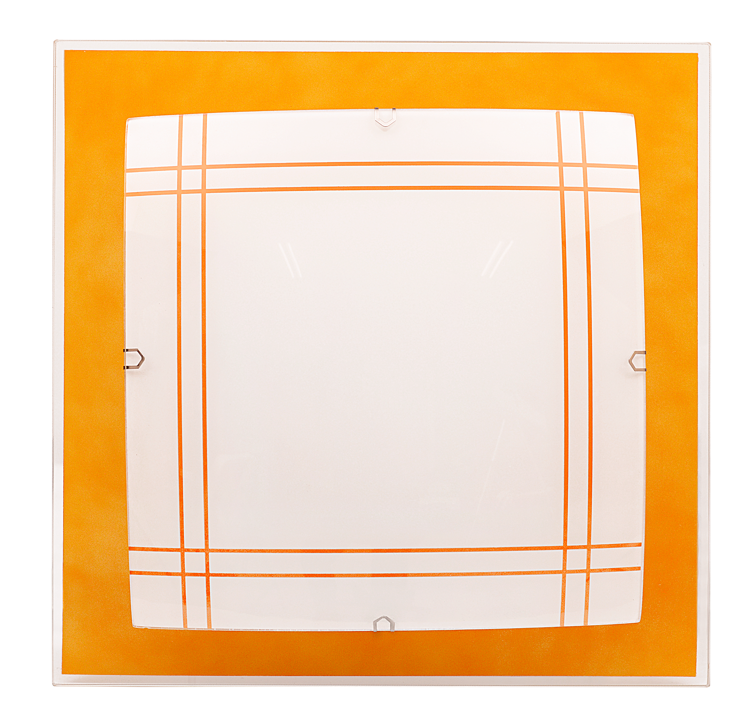 Plafón de techo Amet naranja Fabrilamp, modelo 043083204, con dos portalámparas E27. Ideal para interiores y exteriores, estilo moderno.