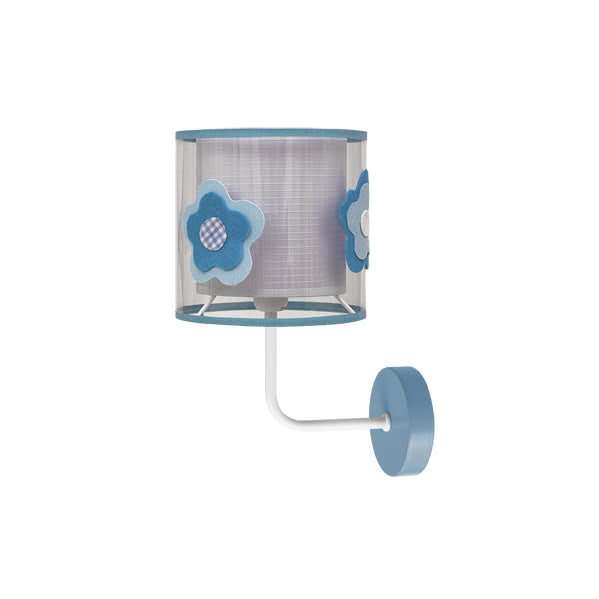 Aplique infantil de pared Abrila en forma de flor celeste, modelo AI2 1xe14 (28x19 cm), luz decorativa para habitación de niños, certificado CE y material reciclable, código 044161048