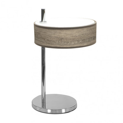 Lámpara sobremesa Haiti de Abrila en acabado cromo y gris, diseño contemporáneo moderno con base de metal y textil, ideal para iluminación del hogar y decoración interior, bombilla E14, modelo 051971083.