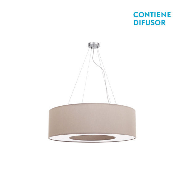 Colgante de techo Haiti pequeño en cromo y piedra de 50 cm, diseño moderno de Abrila para iluminación difusa en salón o dormitorio, decoración interior con textil y metal, modelo 051995015.