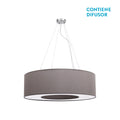 Colgante mediano Haiti en acabado cromo y topo de 65 cm para iluminación interior moderna, ideal para salón-comedor, modelo Abrila con bombillas E27, estilo textil-metal decorativo (código 051996528)